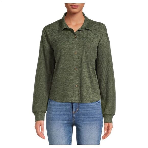 Women’s Knit Button Front Blouse Cardigan Top - Picture 2 of 5